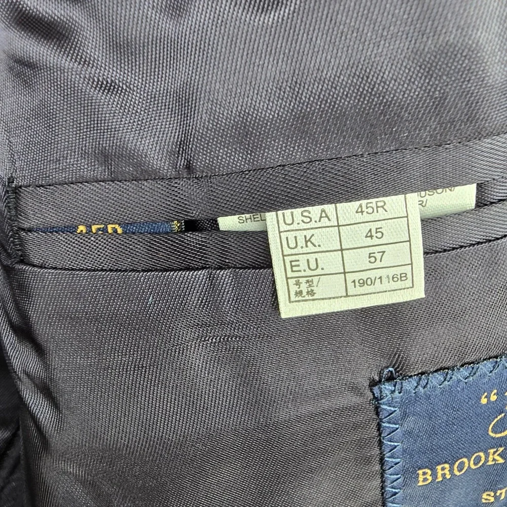 Brooks Brothers 346 Mens 45R‎ Navy Blue Pinstripe Stretch Wool Blend Blazer